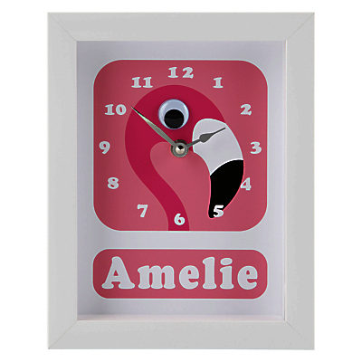 Stripey Cats Personalised Flamingo Pink Framed Clock, 23 x 18cm
